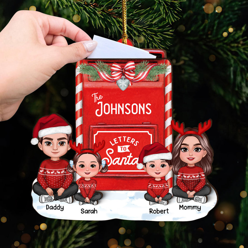 Letter To Santa From Christmas Doll Family Mailbox Shaped Personalized 3-Layer Wooden Ornament