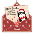 Letter To Santa From Cute Fluffy Cat Personalized Wooden Ornament