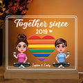 LGBT Doll Couple Sitting Together Since Personalized Acrylic Custom Shape LED Night Light