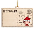 Letter To Santa From Kid Christmas Personalized Wooden Ornament, Child's Handwriting